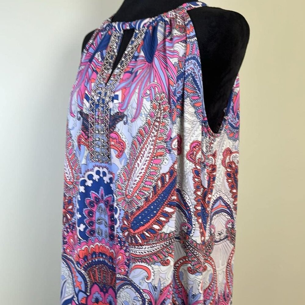 Inc Halter Style 1X Dress Retro Mod‎ GoGo Vibe Wedding Guest Vacation Resort MCM - Picture 3 of 7